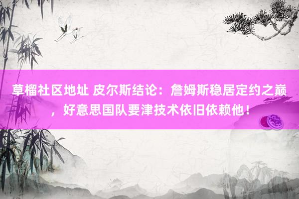 草榴社区地址 皮尔斯结论：詹姆斯稳居定约之巅，好意思国队要津技术依旧依赖他！