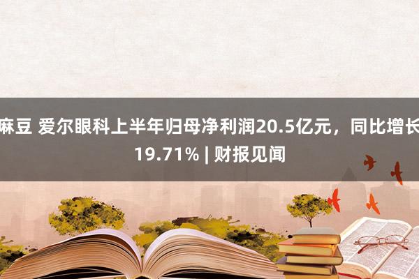 麻豆 爱尔眼科上半年归母净利润20.5亿元，同比增长19.71% | 财报见闻
