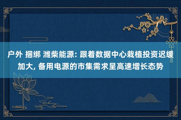 户外 捆绑 潍柴能源: 跟着数据中心栽植投资迟缓加大， 备用电源的市集需求呈高速增长态势