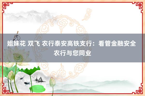 姐妹花 双飞 农行泰安高铁支行：看管金融安全 农行与您同业