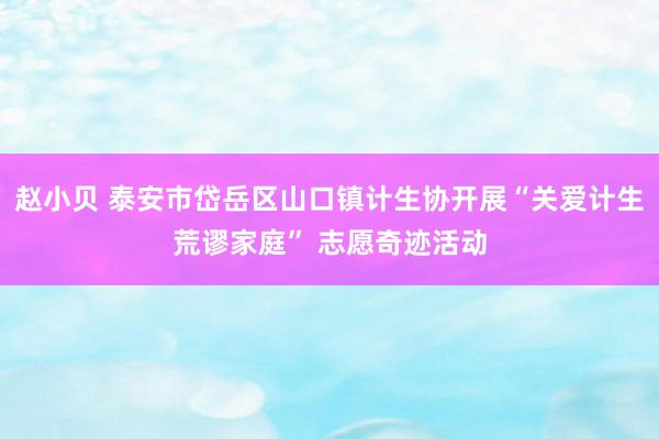 赵小贝 泰安市岱岳区山口镇计生协开展“关爱计生荒谬家庭” 志愿奇迹活动