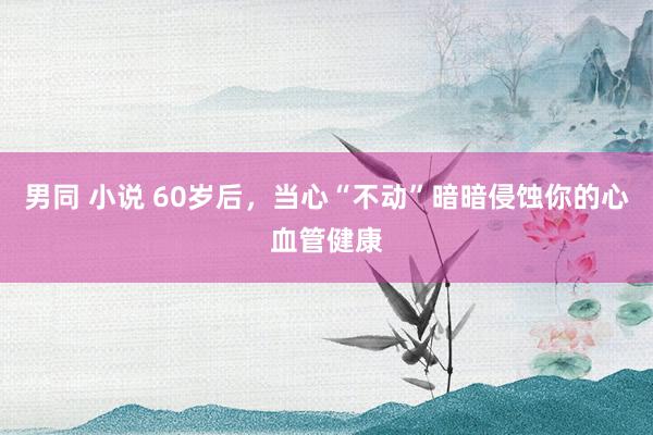 男同 小说 60岁后，当心“不动”暗暗侵蚀你的心血管健康